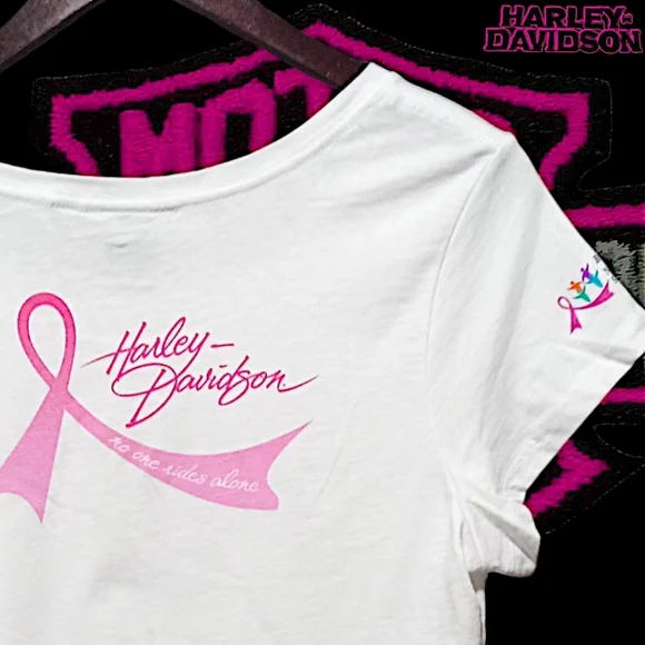 Harley-Davidson Women's L SS Tee | Breast Cancer Awareness "No One Rides Alone" - Picture 6 of 15